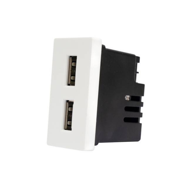 Priza alimentare 2 x USB PNI UB20, 5V 2.4A, max. 12W, modulara, tip F 1/2, montaj incastrat