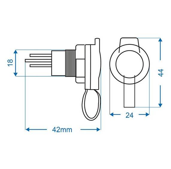 Priza auto 12V/24V-16A pentru stecher DIN