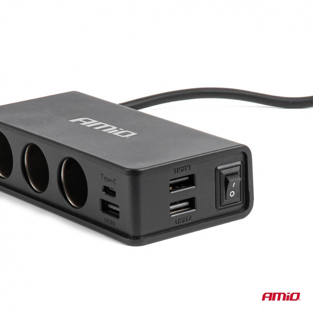 Priza bricheta 3xUSB-A USB-C QC 3.0 PD 3.0. 148W Amio