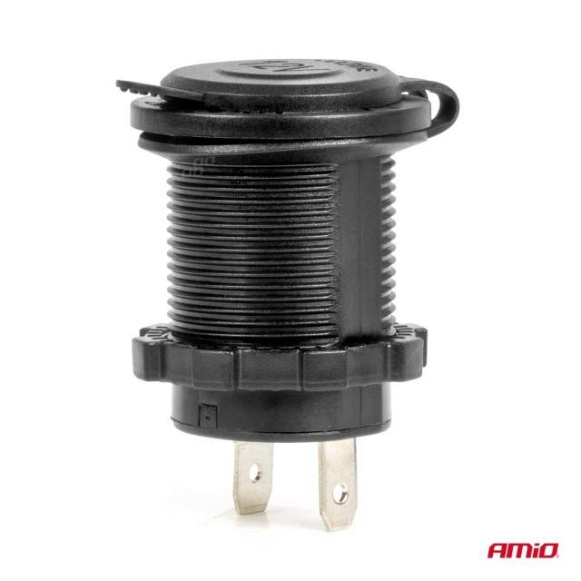 Priza bricheta auto rezistenta la apa cu lumina de fundal LED ROSU 12/24V