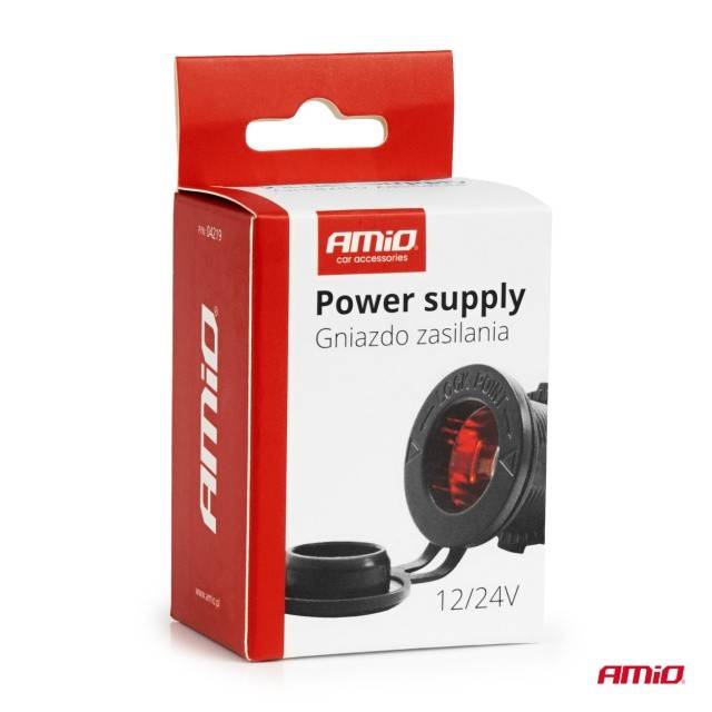 Priza bricheta auto rezistenta la apa cu lumina de fundal LED ROSU 12/24V