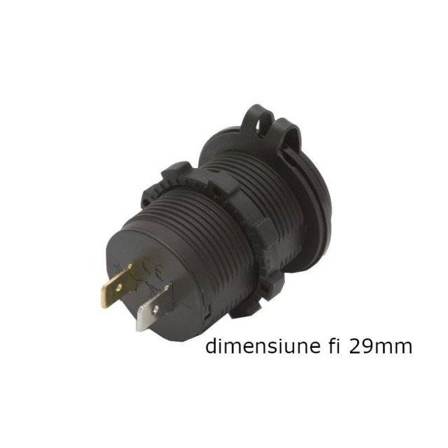 Priza bricheta cu 2 USB, 1A+2.1A, cu capace 12/24V