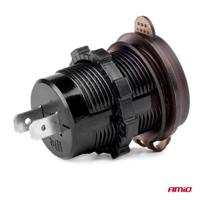 Priza cu 2 USB, cu voltmetru, 12-24V, 2.1+1.0A, incastrabila