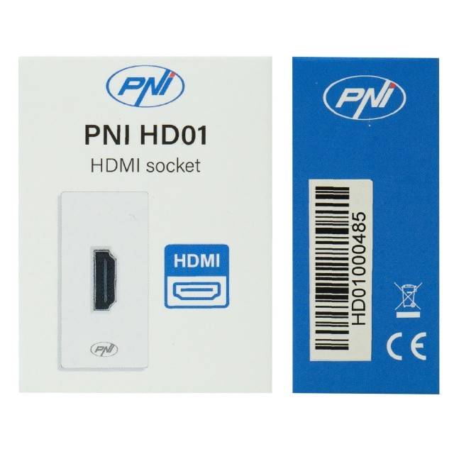 Priza HDMI PNI HD01 modulara, montaj incastrat, alb