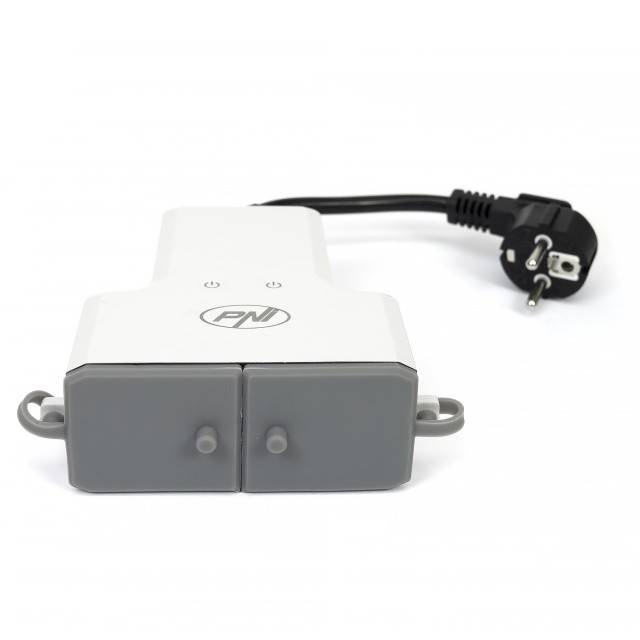 Priza inteligenta dubla de exterior PNI SafeHome PT840S WiFi comanda prin internet, aplicatie de mobil Tuya Smart, integrare in scenarii si