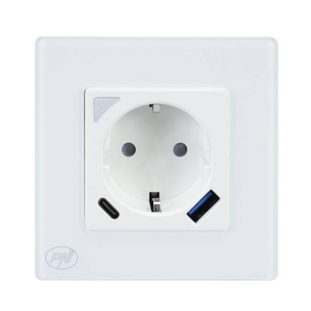 Priza inteligenta PNI SmartHome WP202 WiFi, montaj ingropat, control prin internet, aplicatie dedicata Tuya Smart, compatibila Amazon Alexa si Google