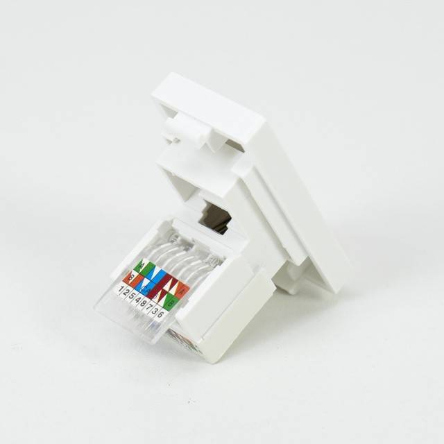 Priza internet PNI RJ45M modulara, CAT5, CAT6, montaj incastrat, alb