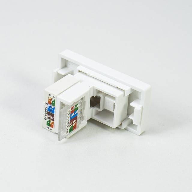 Priza internet PNI RJ45M modulara, CAT5, CAT6, montaj incastrat, alb