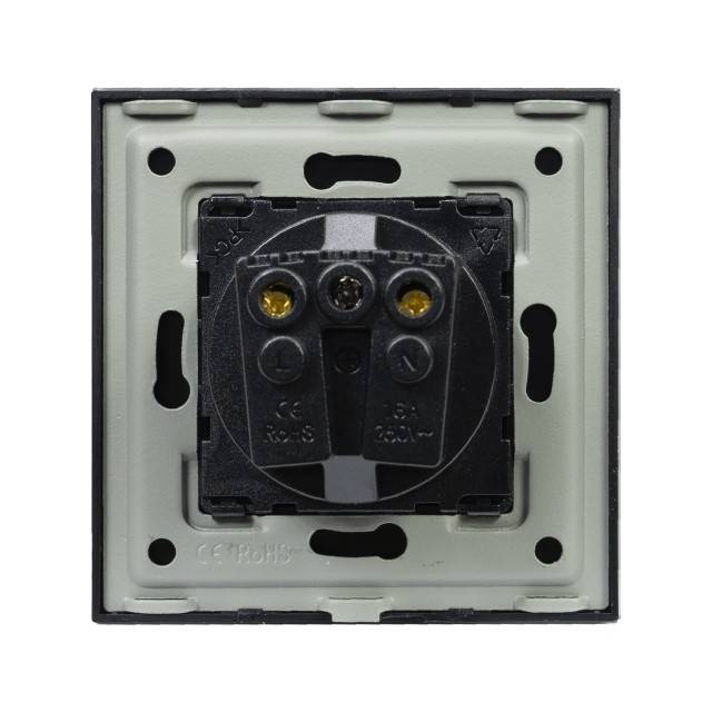 Priza simpla incastrabila PNI WP101B, cu rama din sticla, 16A, 3700W, 230V, negru