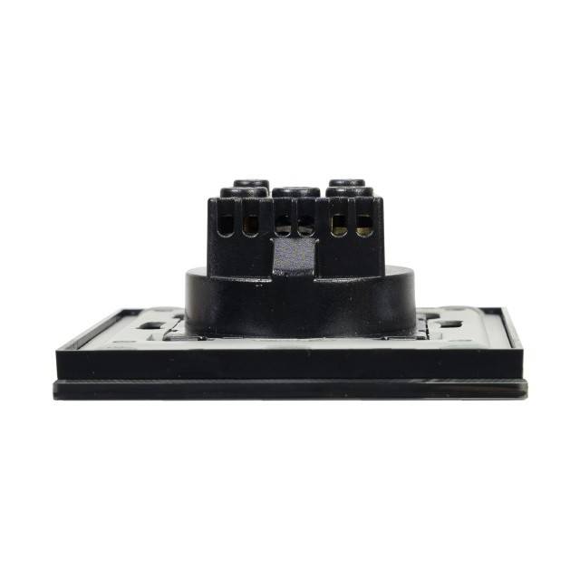 Priza simpla incastrabila PNI WP101B, cu rama din sticla, 16A, 3700W, 230V, negru
