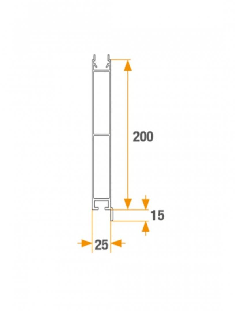Profil aluminiu anodizat 2500 mm, T5 inferior