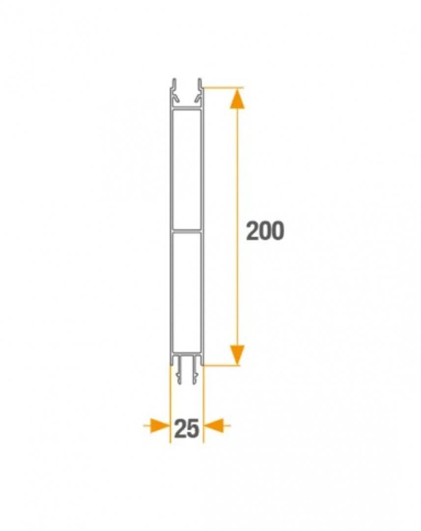 Profil aluminiu anodizat 2500 mm, T5 intermediar