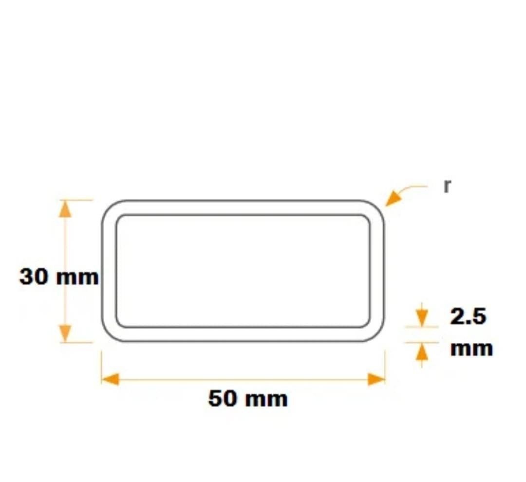 Profil rectangular cu margini rotunjite 3000 mm