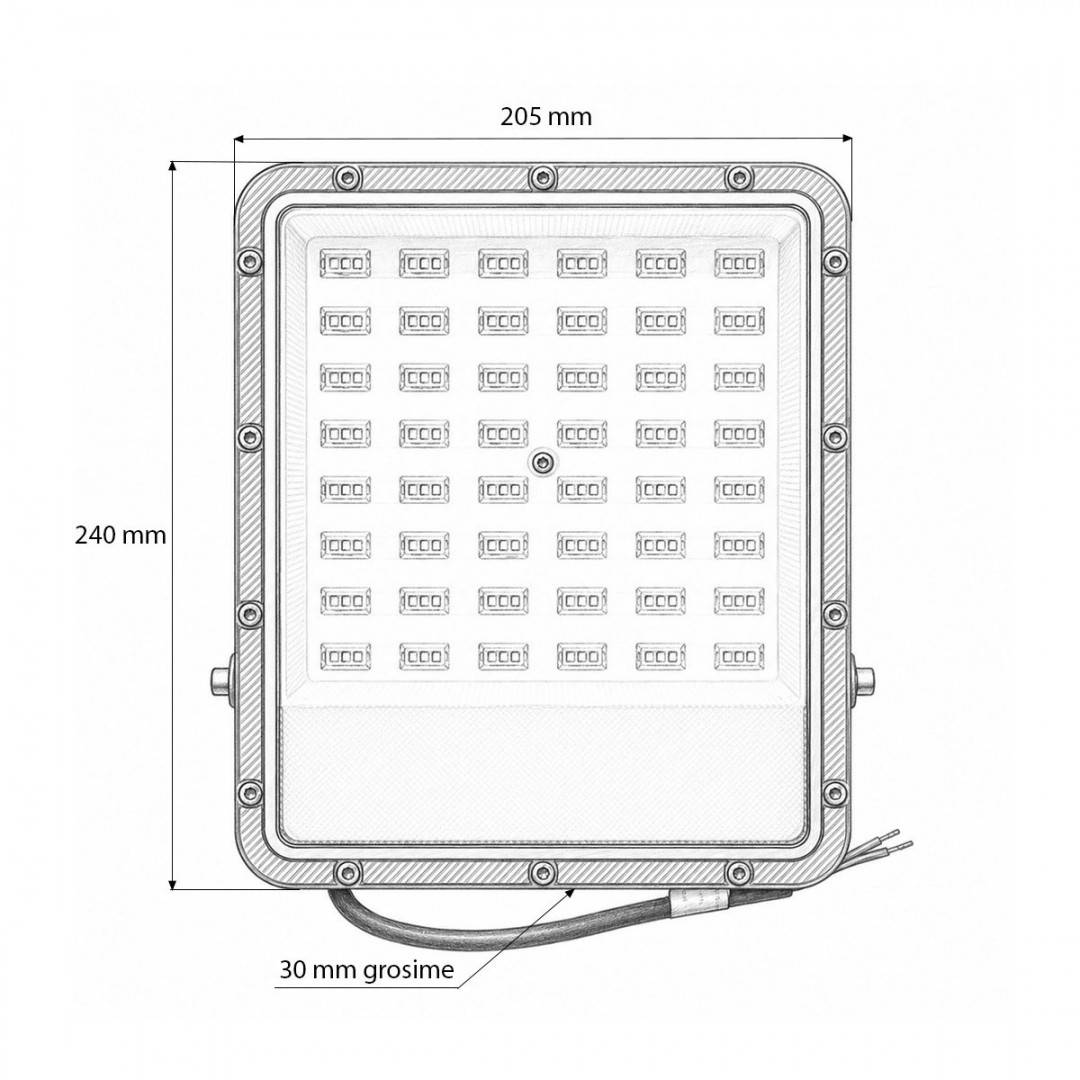 Proiector LED 100W, 100-265V, 6500K, 11000lm tip Flood 240x205x30mm IP66 Breckner Germany