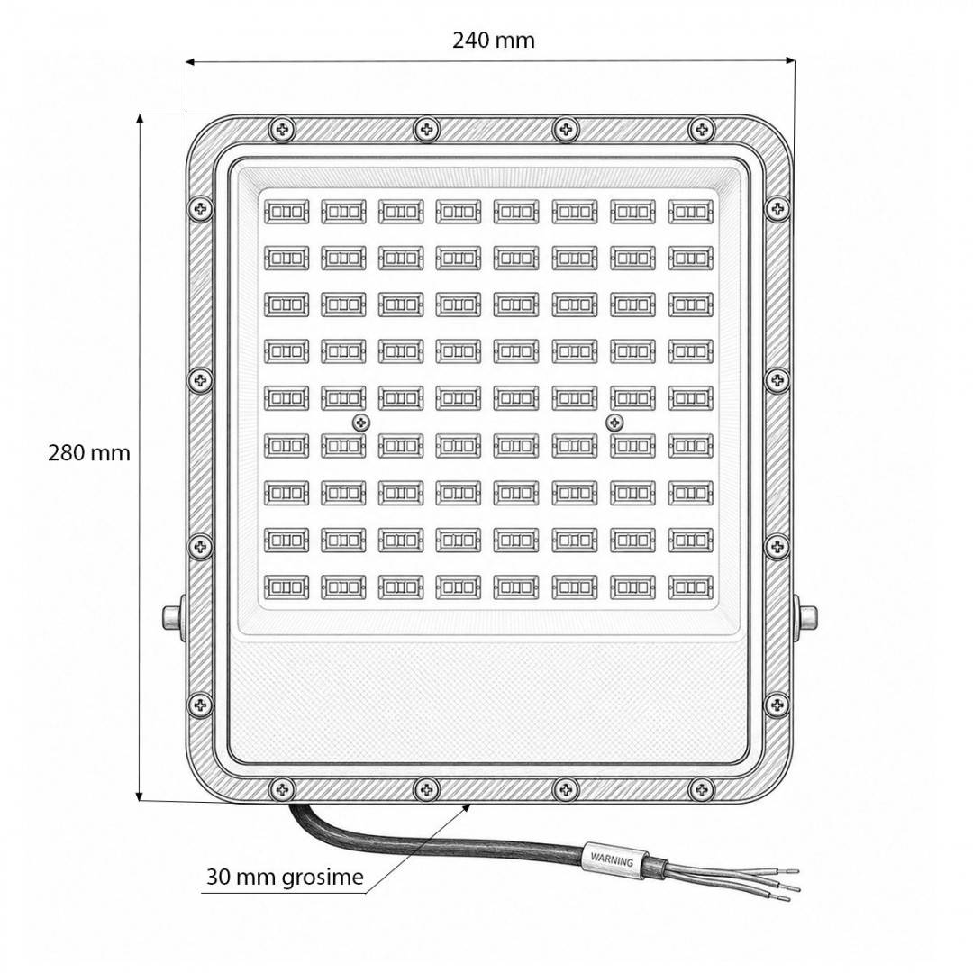 Proiector LED 150W, 100-265V, 6500K, 16500lm tip Flood 280x240x30mm IP66 Breckner Germany