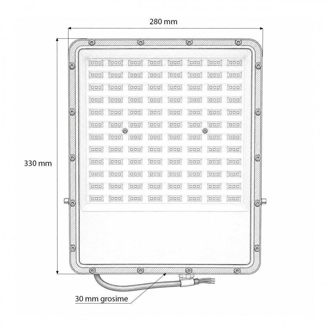 Proiector LED 200W, 100-265V, 6500K, 16500lm tip Flood 330x280x30mm IP66 Breckner Germany