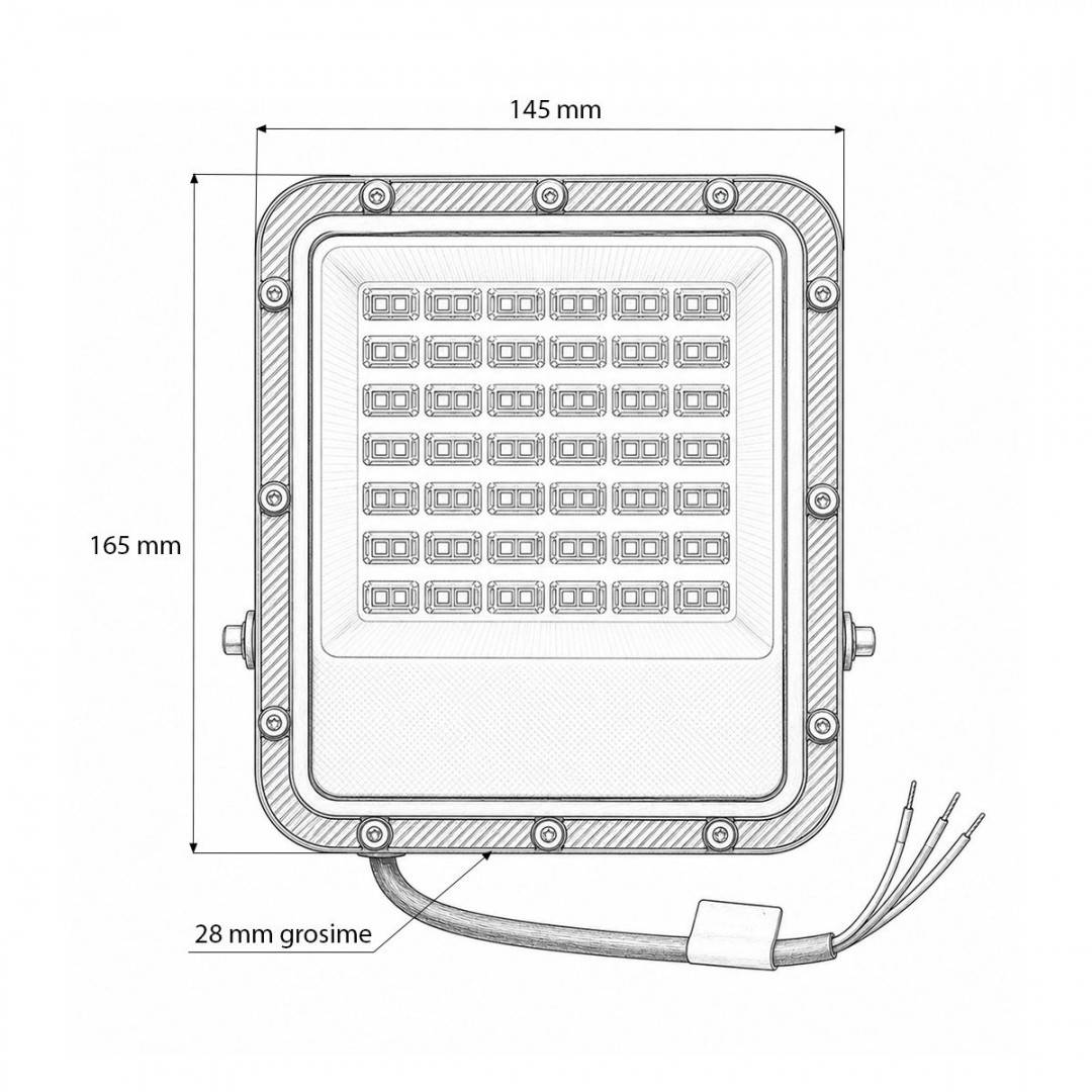 Proiector LED 50W, 100-265V, 6500K, 5500lm tip Flood 165x145x28mm IP66 Breckner Germany