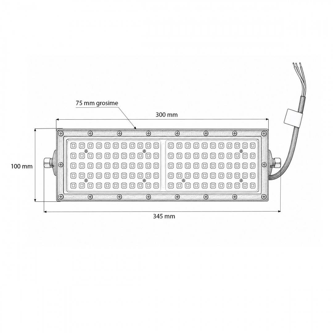 Proiector LED modular 100W, 100-265V, 6500K, 13000lm tip Flood 300x100x75mm IP66 Breckner Germany