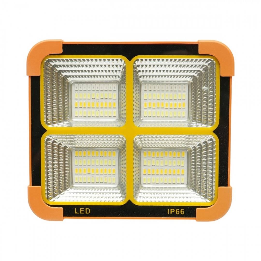 Proiector LED portabil 100W cu panou solar 1.5W, baterie 3600mAh, 6 moduri de iluminare, magnet, carlig, USB Power Bank 210x170x55mm Breckner Germany