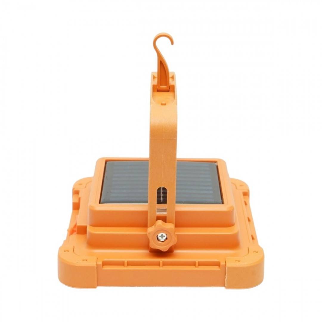 Proiector LED portabil 100W cu panou solar 1.5W, baterie 3600mAh, 6 moduri de iluminare, magnet, carlig, USB Power Bank 210x170x55mm Breckner Germany