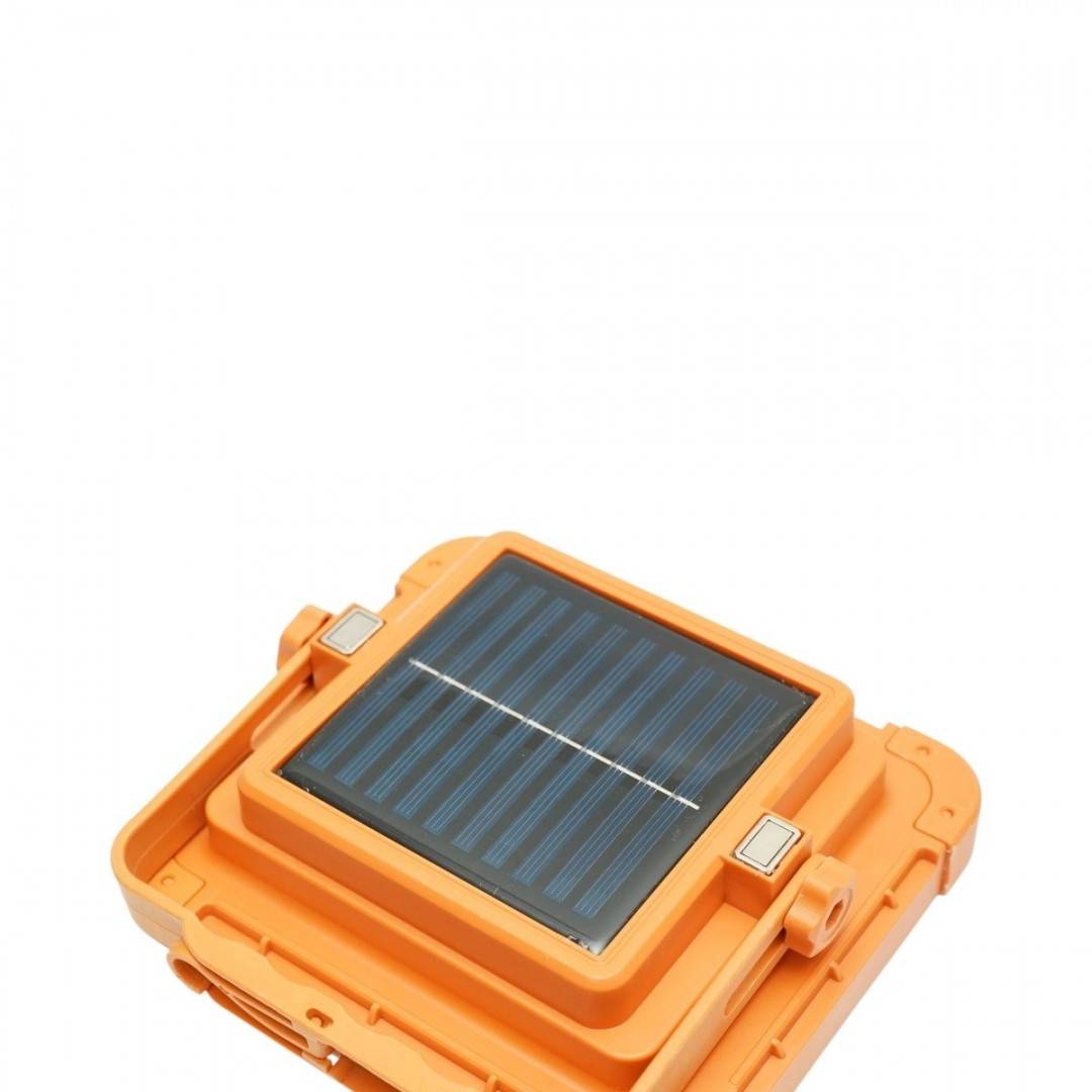 Proiector LED portabil 100W cu panou solar 1.5W, baterie 3600mAh, 6 moduri de iluminare, magnet, carlig, USB Power Bank 210x170x55mm Breckner Germany