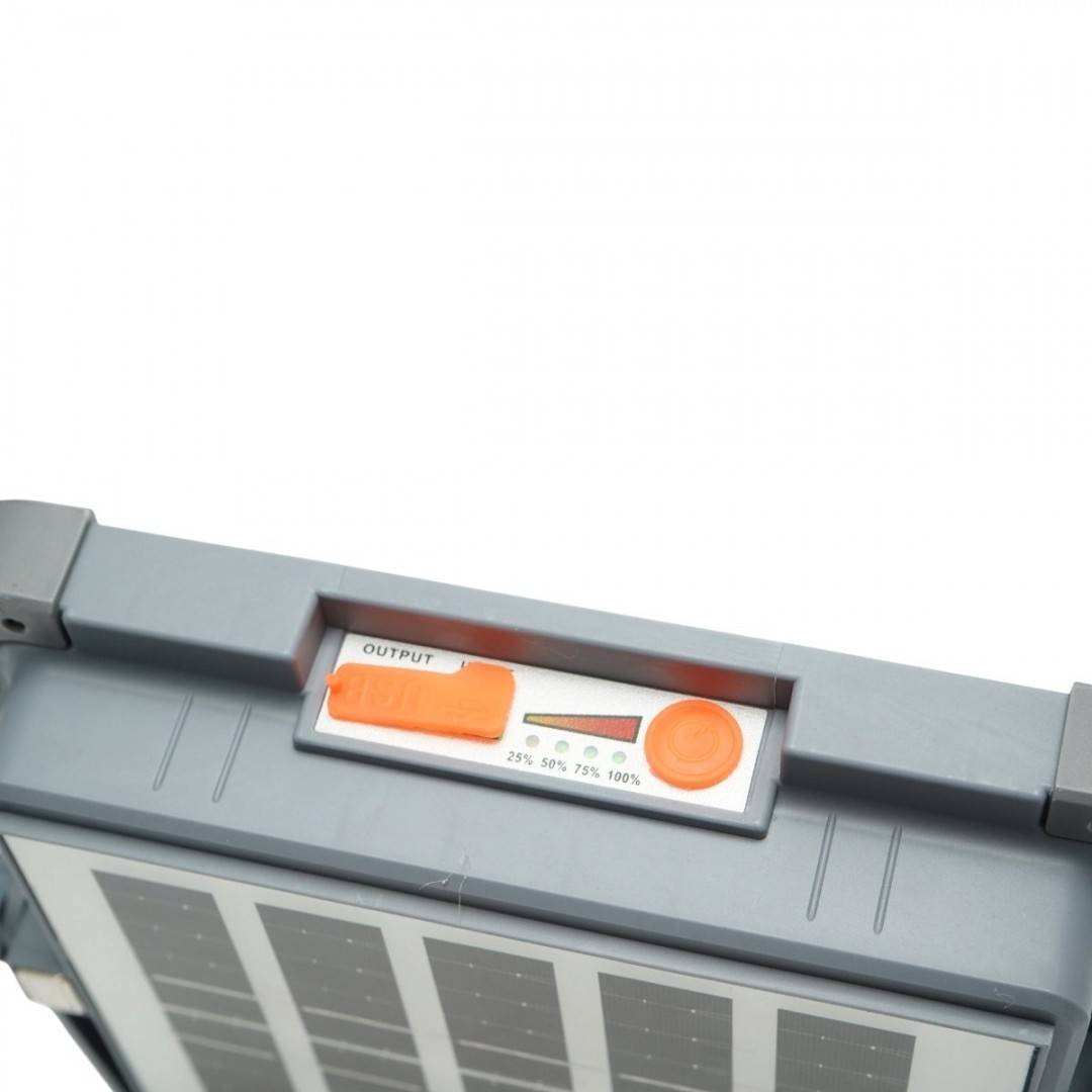 Proiector LED portabil 100W cu panou solar 3W, baterie 3600mAh, 6 moduri de iluminare, magnet, carlig, USB Power Bank 210x170x55mm Breckner Germany