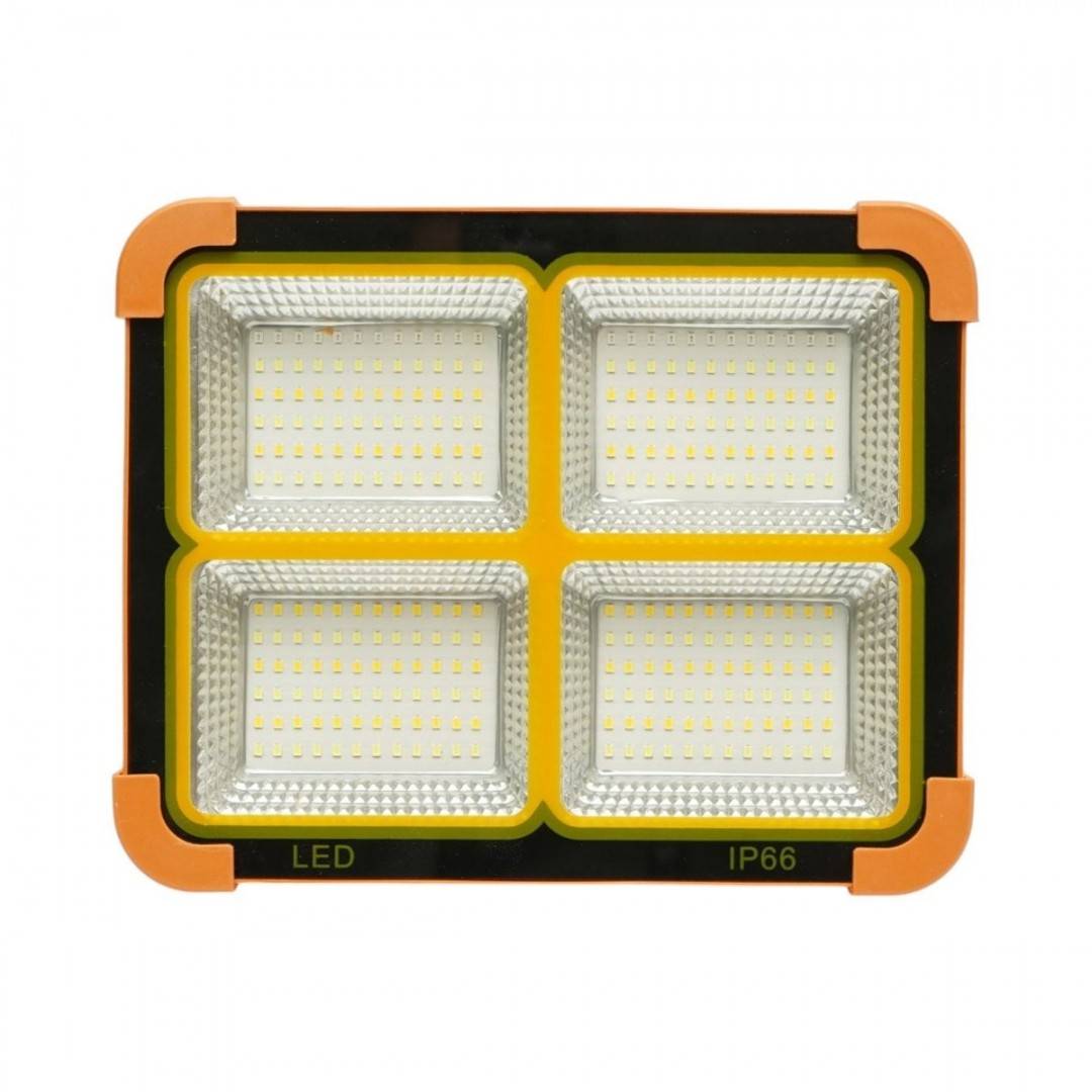 Proiector LED portabil 200W cu panou solar 3W, baterie 12000mAh, 6 moduri de iluminare, magnet, carlig, USB Power Bank Breckner Germany