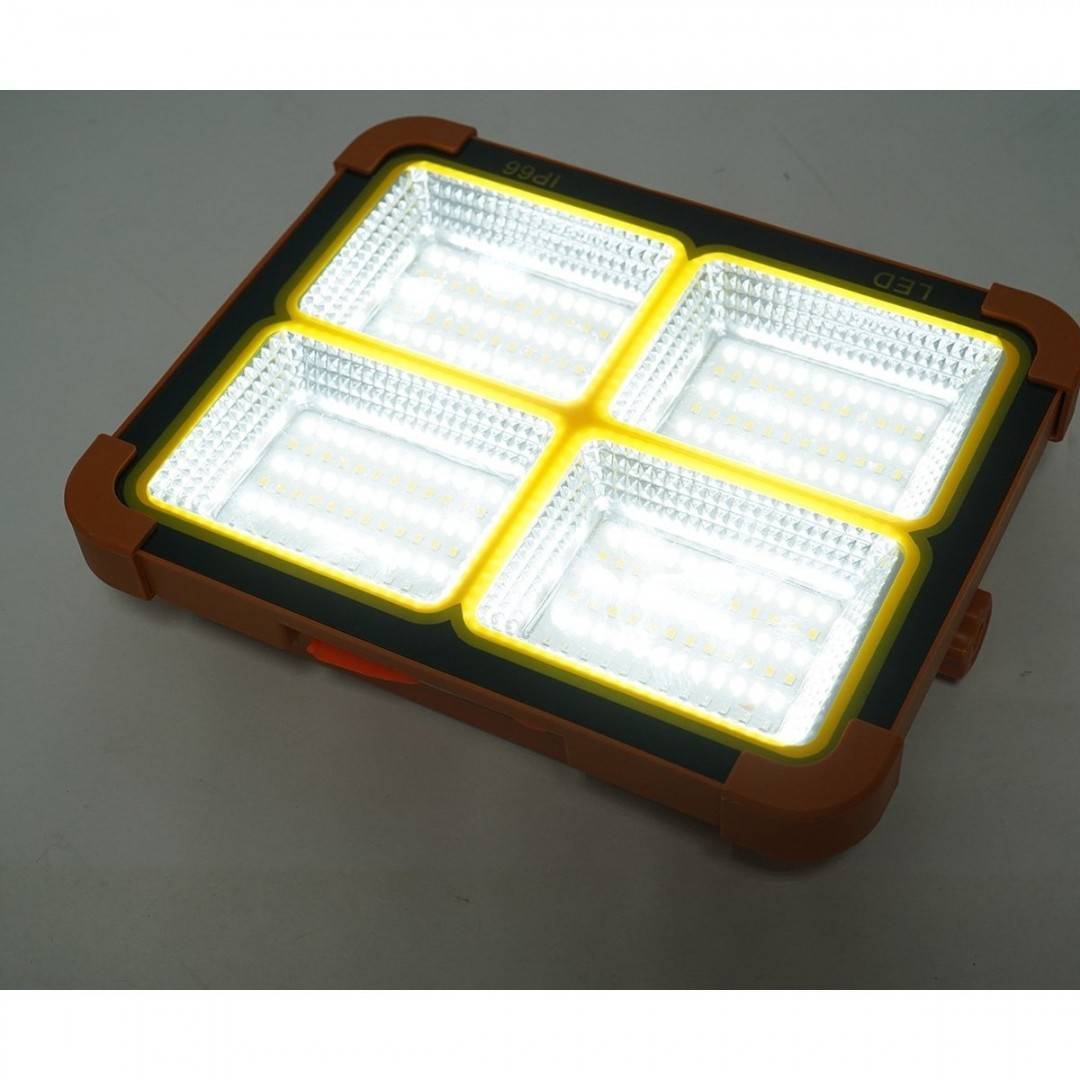 Proiector LED portabil 200W cu panou solar 3W, baterie 12000mAh, 6 moduri de iluminare, magnet, carlig, USB Power Bank Breckner Germany