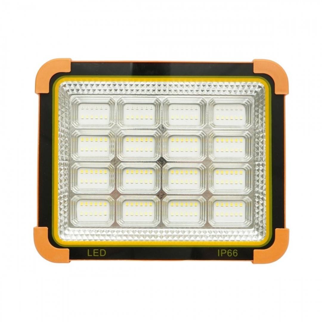 Proiector LED portabil 500W cu panou solar 3W, baterie 12000mAh, 6 moduri de iluminare, magnet, carlig, USB Power Bank Breckner Germany