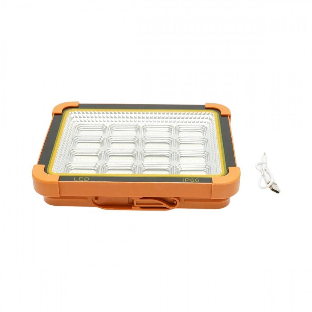 Proiector LED portabil 500W cu panou solar 3W, baterie 12000mAh, 6 moduri de iluminare, magnet, carlig, USB Power Bank Breckner Germany