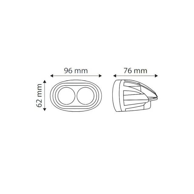 Proiector lucru motostivuitor 96x62, 2 LED-uri, 10-30V, 8W, 800lm