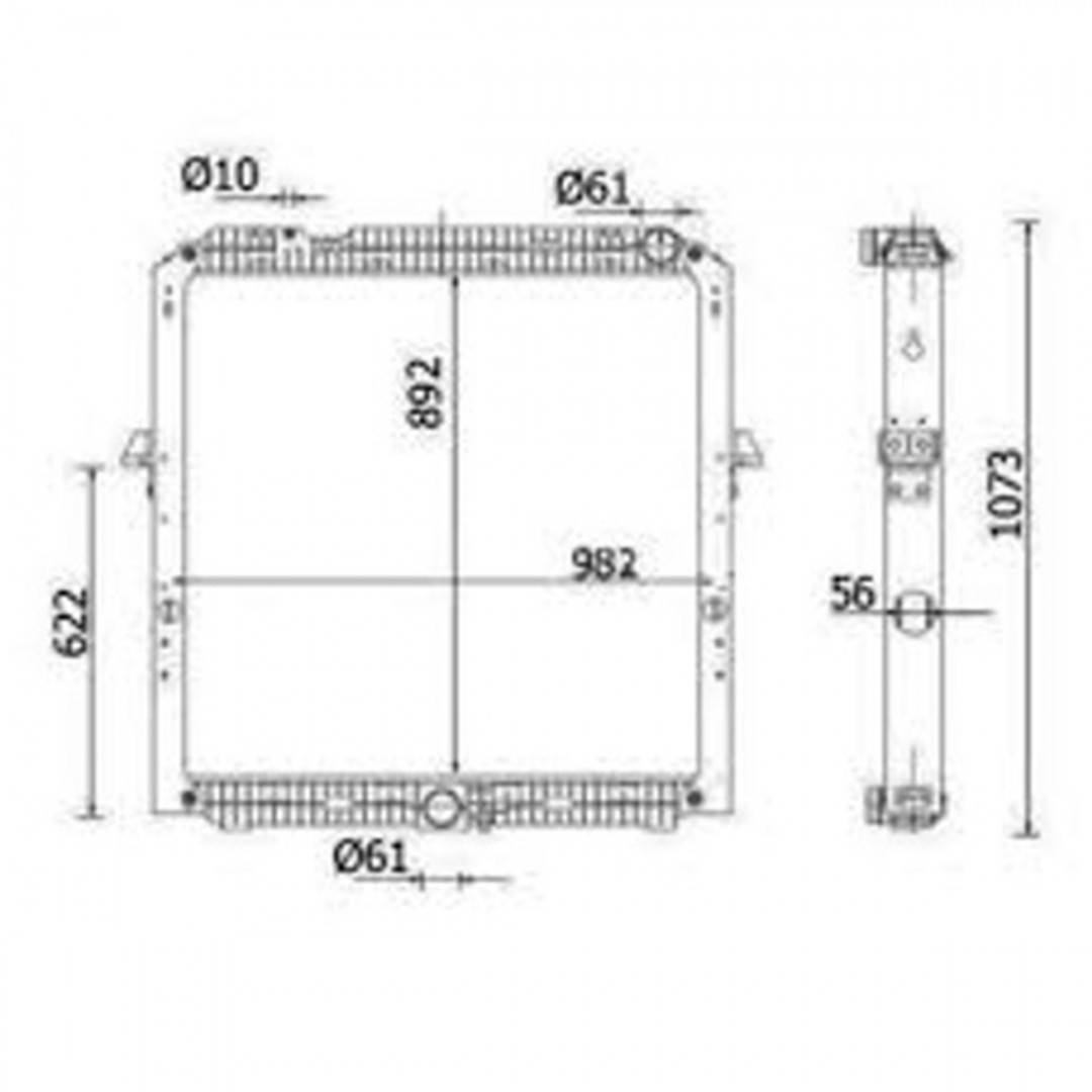 Radiator racire apa motor Mercedes-Benz Actros MP4, MP5, Antos 892x982x56mm cod OEM 9605002601, A9605002601, 9605002601