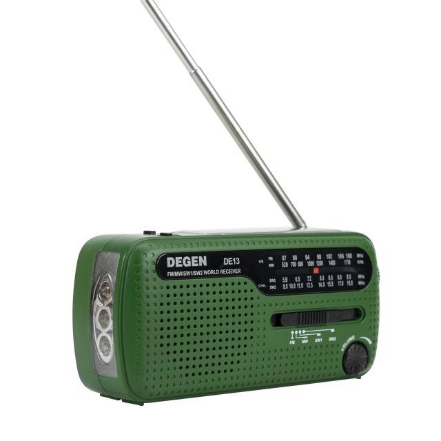 Radio de urgenta PNI Degen DE13, FM-AM-SW, cu alimentare solara, acumulator sau baterii AAA, functii SOS, lanterna, lumina semnalizare