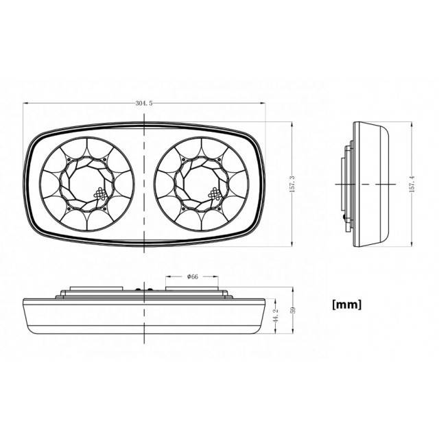 Rampa avertizare LED 305x158 magnetica