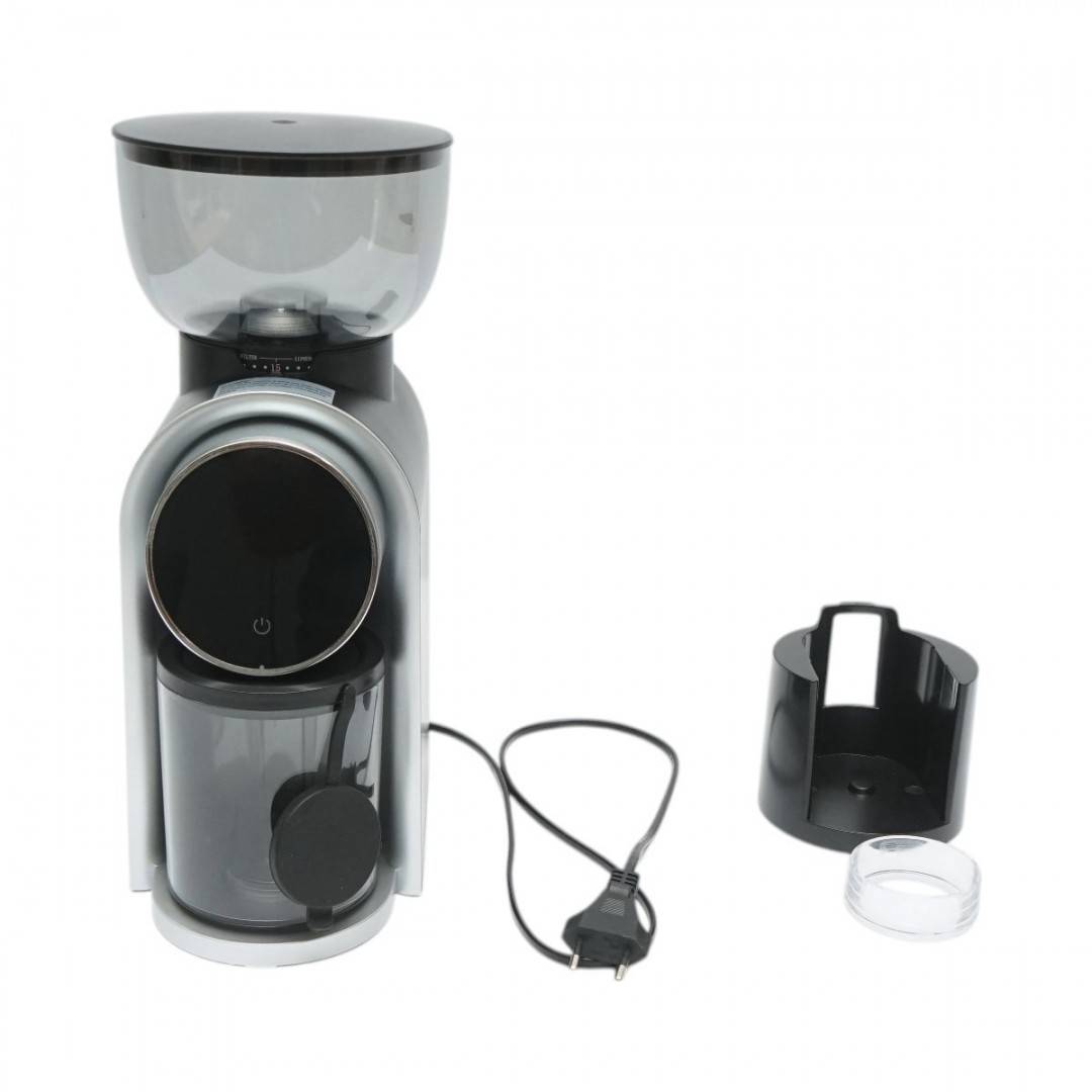 Rasnita electrica de cafea automata 150W, 220V, reglaj macinare 25 trepte, afisaj digital touch, bavuri conice, recipient boabe 250g