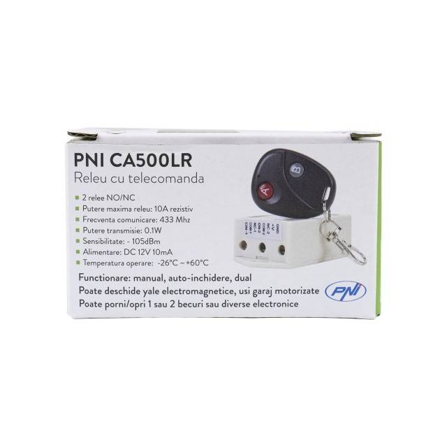 Releu cu telecomanda PNI CA500LR pentru comanda 1 sau 2 usi de garaj, porti, bariere, 2 relee, alimentare 12V