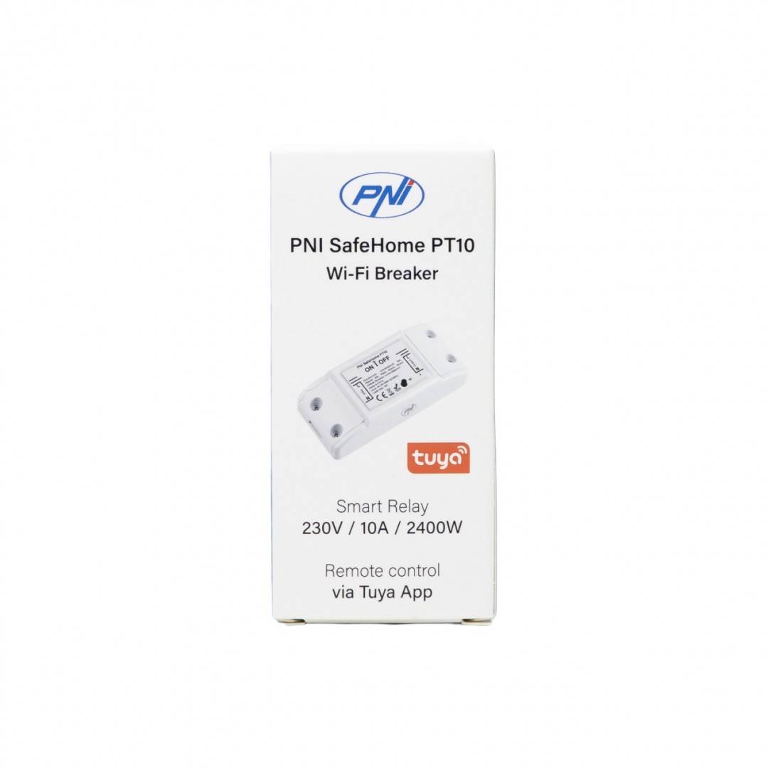 Releu inteligent PNI SafeHome PT10 WiFi, ON / OFF iesire 230V 10A, comanda prin internet, aplicatie de mobil Tuya Smart integrare in scenarii si