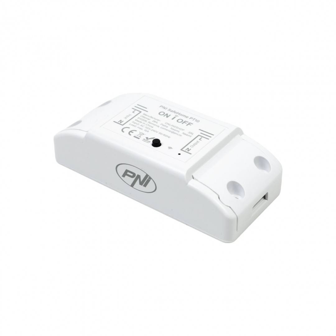 Releu inteligent PNI SafeHome PT10 WiFi, ON / OFF iesire 230V 10A, comanda prin internet, aplicatie de mobil Tuya Smart integrare in scenarii si