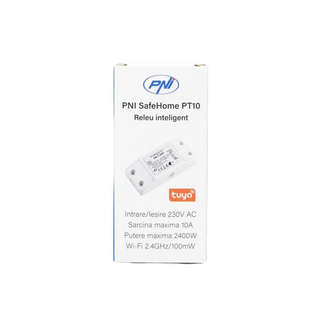 Releu inteligent PNI SafeHome PT10 WiFi, ON / OFF iesire 230V 10A, comanda prin internet, aplicatie de mobil Tuya Smart integrare in scenarii si