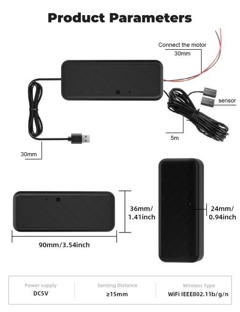 Releu inteligent PNI SmartHome RG121 cu Wi-Fi pentru comanda deschidere usa garaj/poarta, compatibil cu aplicatia Tuya, alimentare 5 V