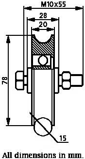 Roata culisanta cu rulment 80mm