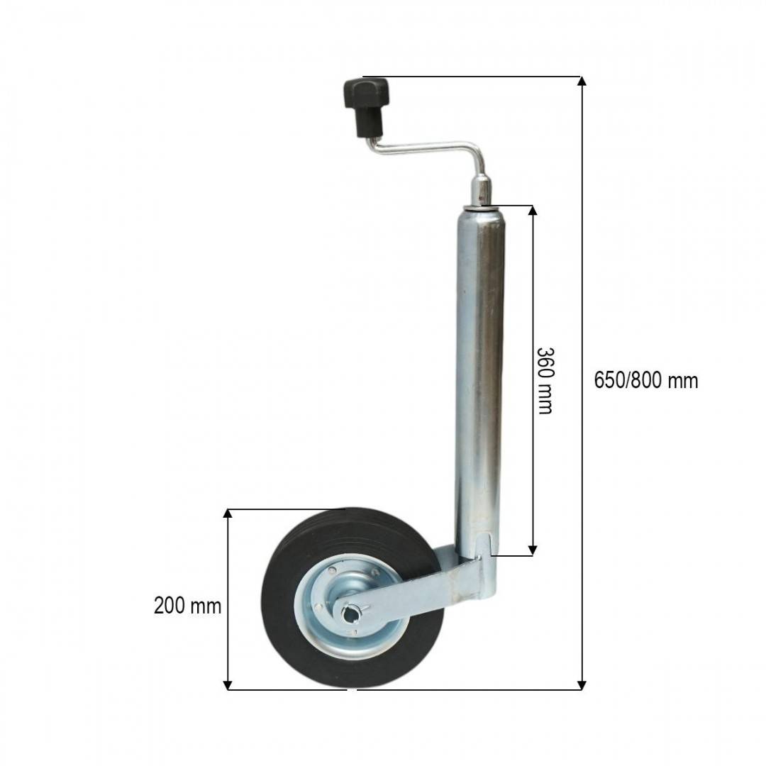 Roata de sprijin remorca 200x50mm, diametru tub 48mm, reglabila 650-800mm, sarcina maxima 136kg Breckner Germany