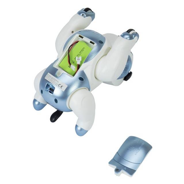 Robot inteligent interactiv PNI Robo Dog, control vocal, butoane tactile, alb-albastru, acumulator inclus 3.7V 350mAh