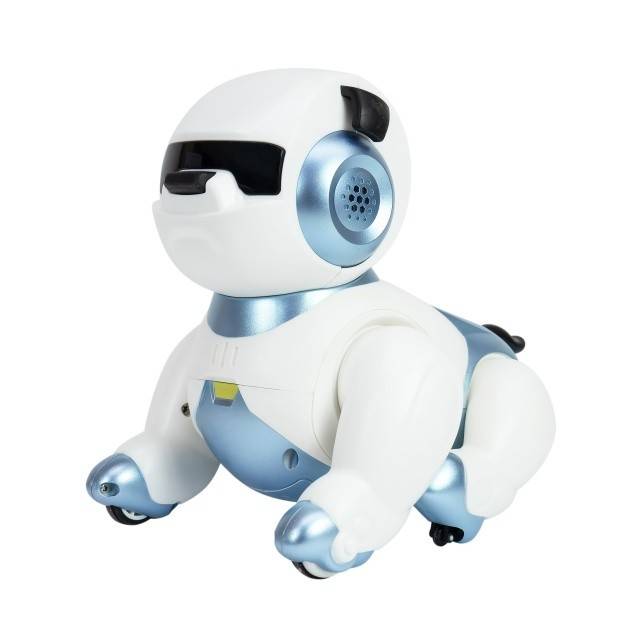 Robot inteligent interactiv Robo Dog, control vocal, butoane tactile, alb-albastru, acumulator inclus 3.7V 350mAh