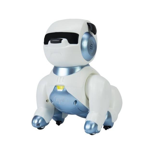 Robot inteligent interactiv Robo Dog, control vocal, butoane tactile, alb-albastru, acumulator inclus 3.7V 350mAh