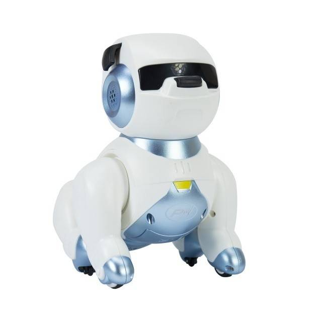 Robot inteligent interactiv Robo Dog, control vocal, butoane tactile, alb-albastru, acumulator inclus 3.7V 350mAh