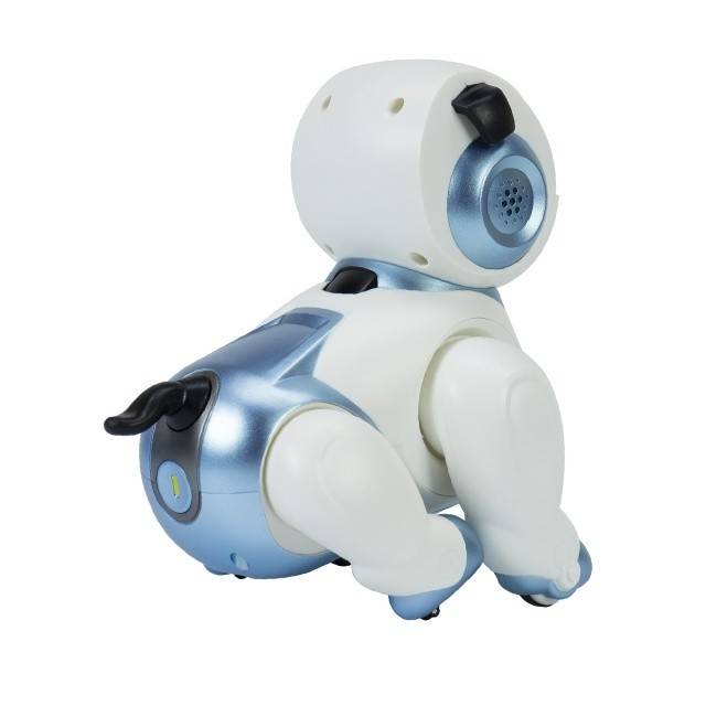 Robot inteligent interactiv Robo Dog, control vocal, butoane tactile, alb-albastru, acumulator inclus 3.7V 350mAh