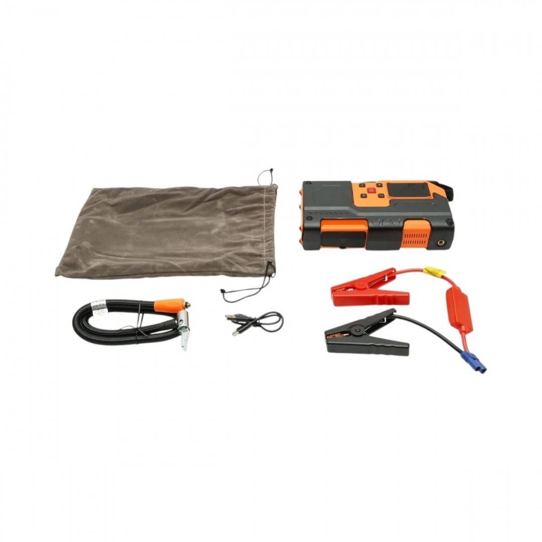 Robot pornire auto cu compresor aer portabil digital 150PSI, 12V, 120W, baterie Li-ion 8000mAh, Power Bank, lanterna LED, port USB/USB-C Breckner