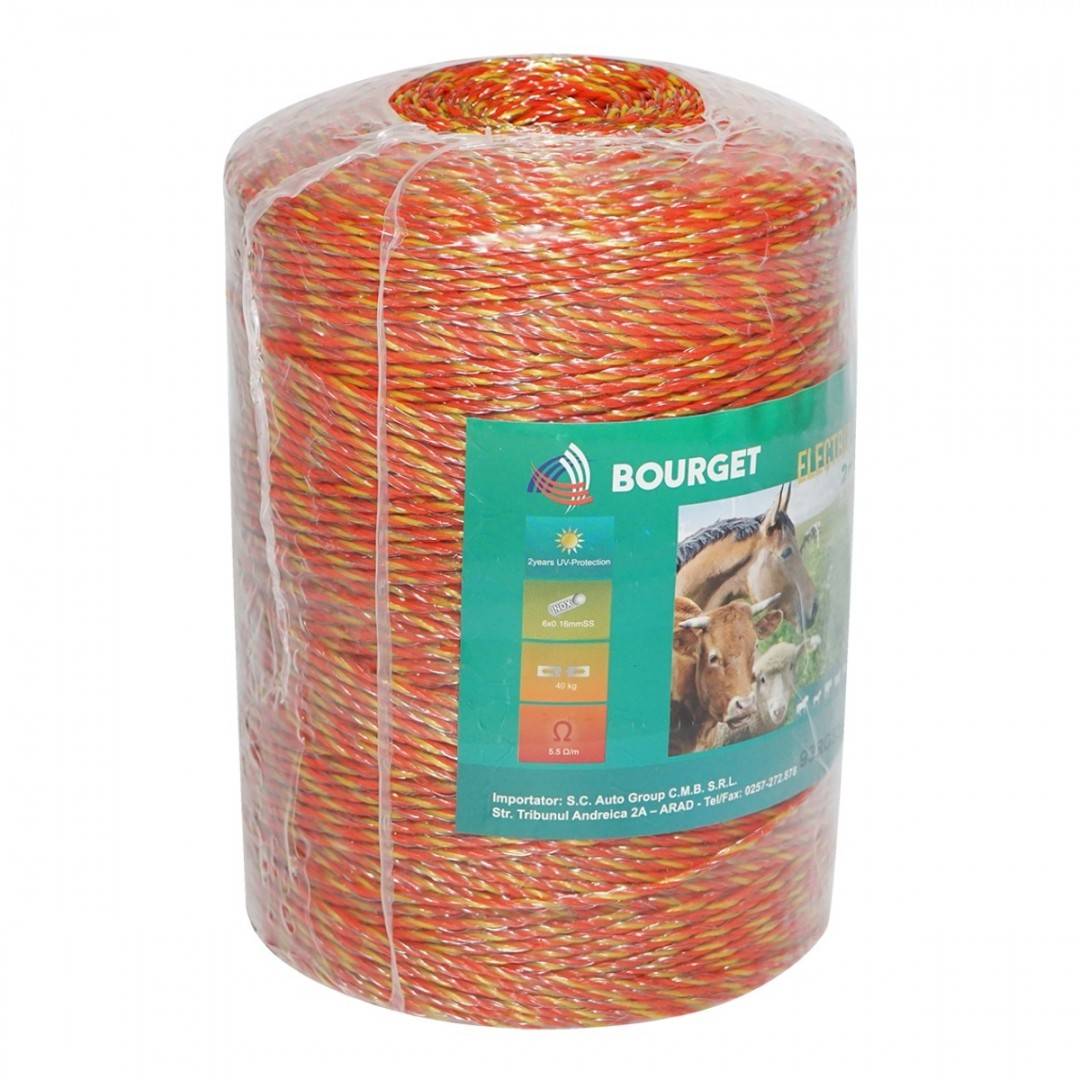 Rola fir galben-rosu fi 2mm 6x0.16mm SS, 500m gard electric, rezistenta 5.5 Ohm Bourget