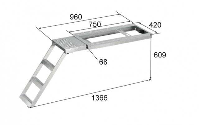 Scara Zincata TREI Trepte CU PLATFORMA 75cm